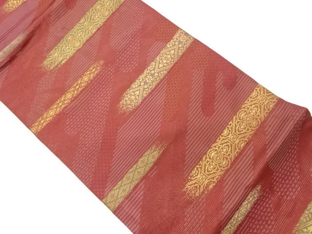 JAPANESE KIMONO / VINTAGE NAGOYA OBI / WOVEN STRIPE & CLASSICAL PATTERN